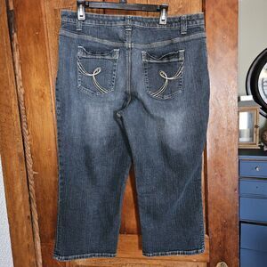 LA Blues Jeans Women's 18w Blue Medium Wash Cropped Wide Leg Jeans